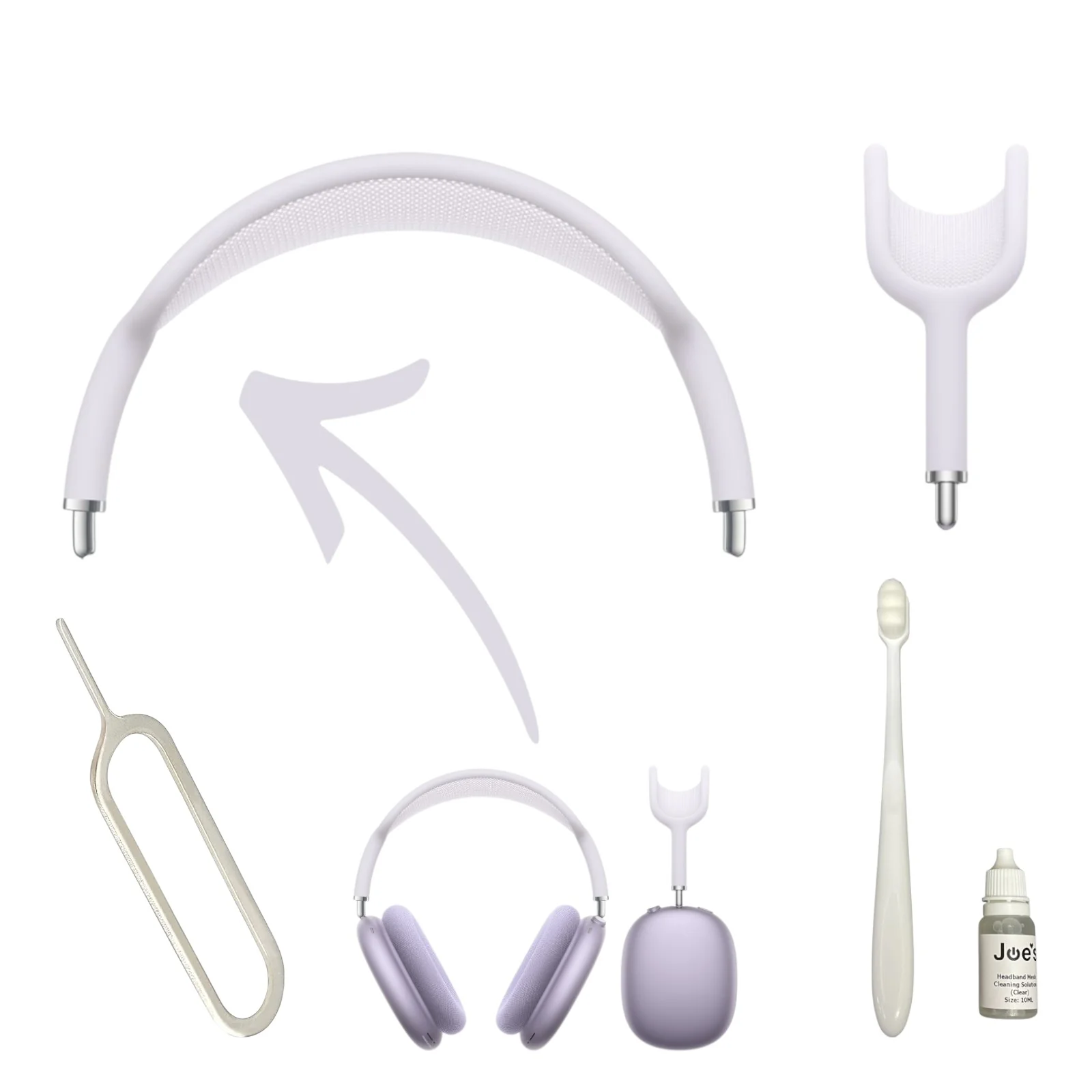 Apple AirPods Max Wireless Headphones Headband Arch Replacements + 10mL Cleaner + Sim Removal Tool (New) Part Repair - Kit - Image 5