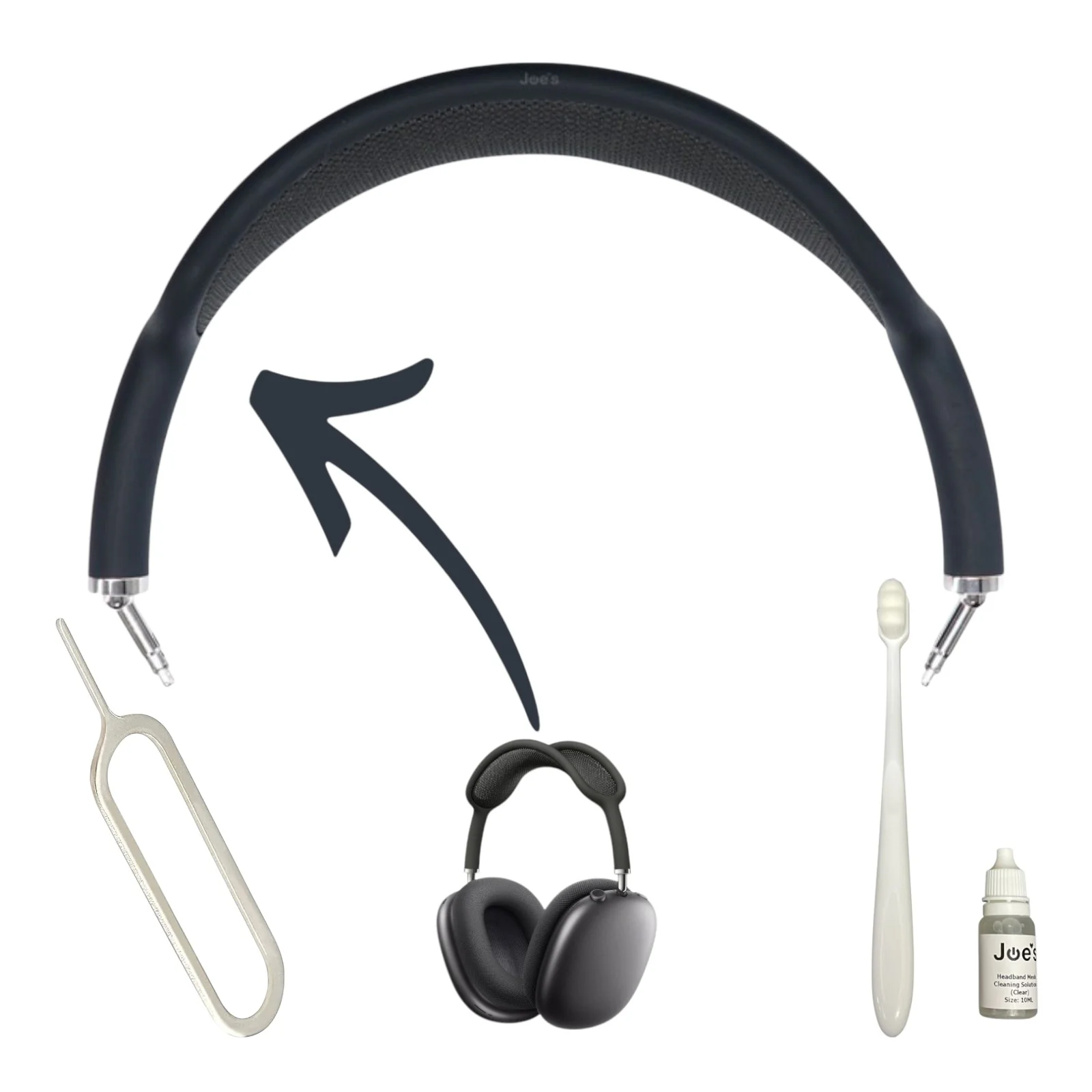 Apple AirPods Max Wireless Headphones Headband Arch Replacements + 10mL Cleaner + Sim Removal Tool (New) Part Repair - Kit - Image 6