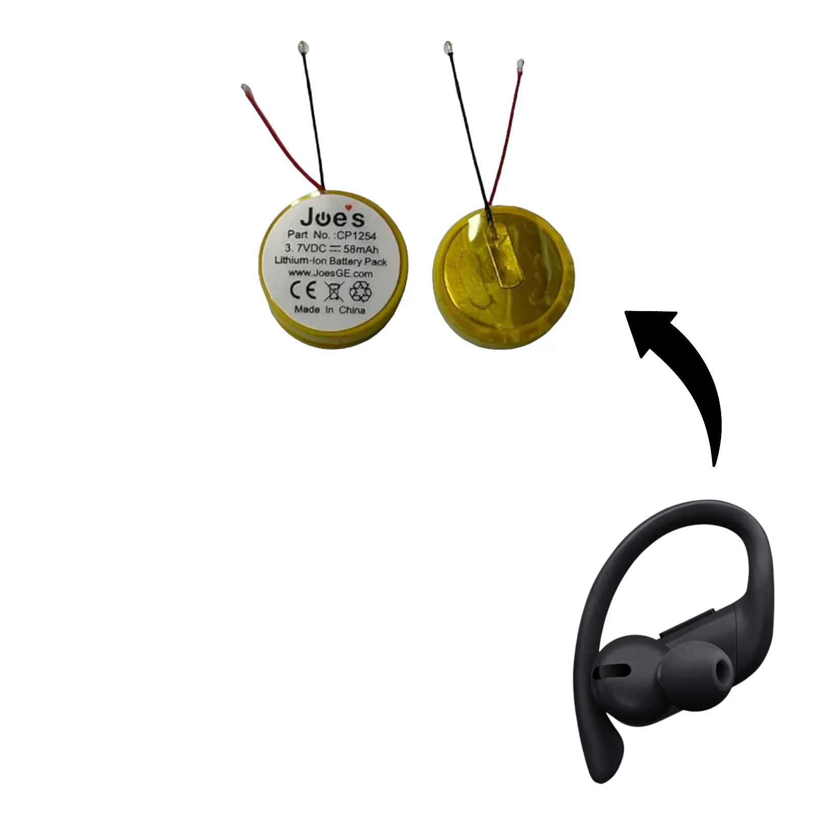 Beats By Dre Powerbeats Pro Earphones Round Battery Replacement (New) - Parts - Image 2