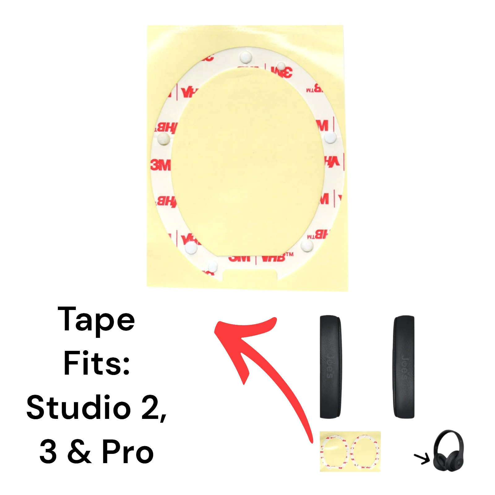 Beats By Dre Studio 2 Studio 3 Studio Pro 3M Die Cut Ear Pad Cushion Adhesive - Tape - Image 2