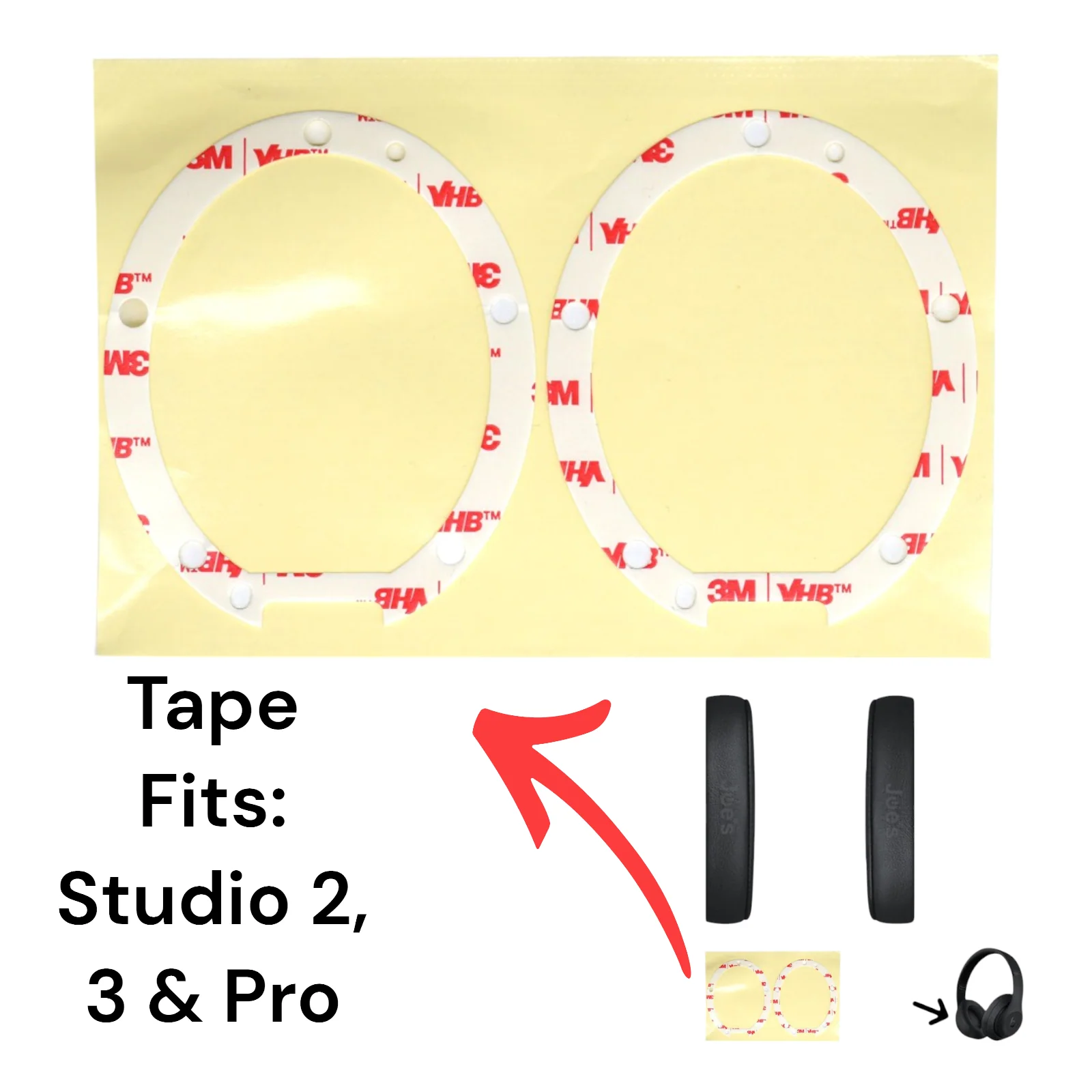 Beats By Dre Studio 2 Studio 3 Studio Pro 3M Die Cut Ear Pad Cushion Adhesive - Tape - Image 3