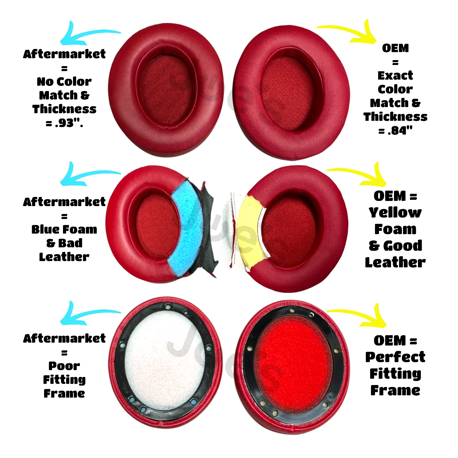 Beats By Dre Studio 3 Wireless Ear Pads Muffs Cushions Replacement Pair A1914 - Parts - Image 2