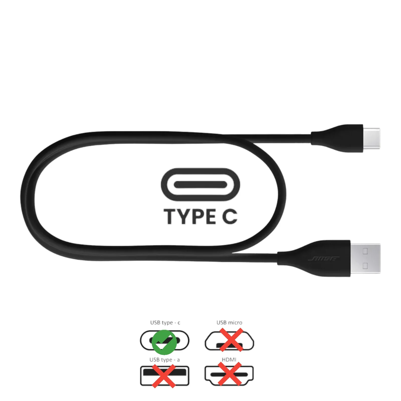 Bose Headphones Earbuds USB-A To USB-C Charging Cable 1M - Accessories - Image 3