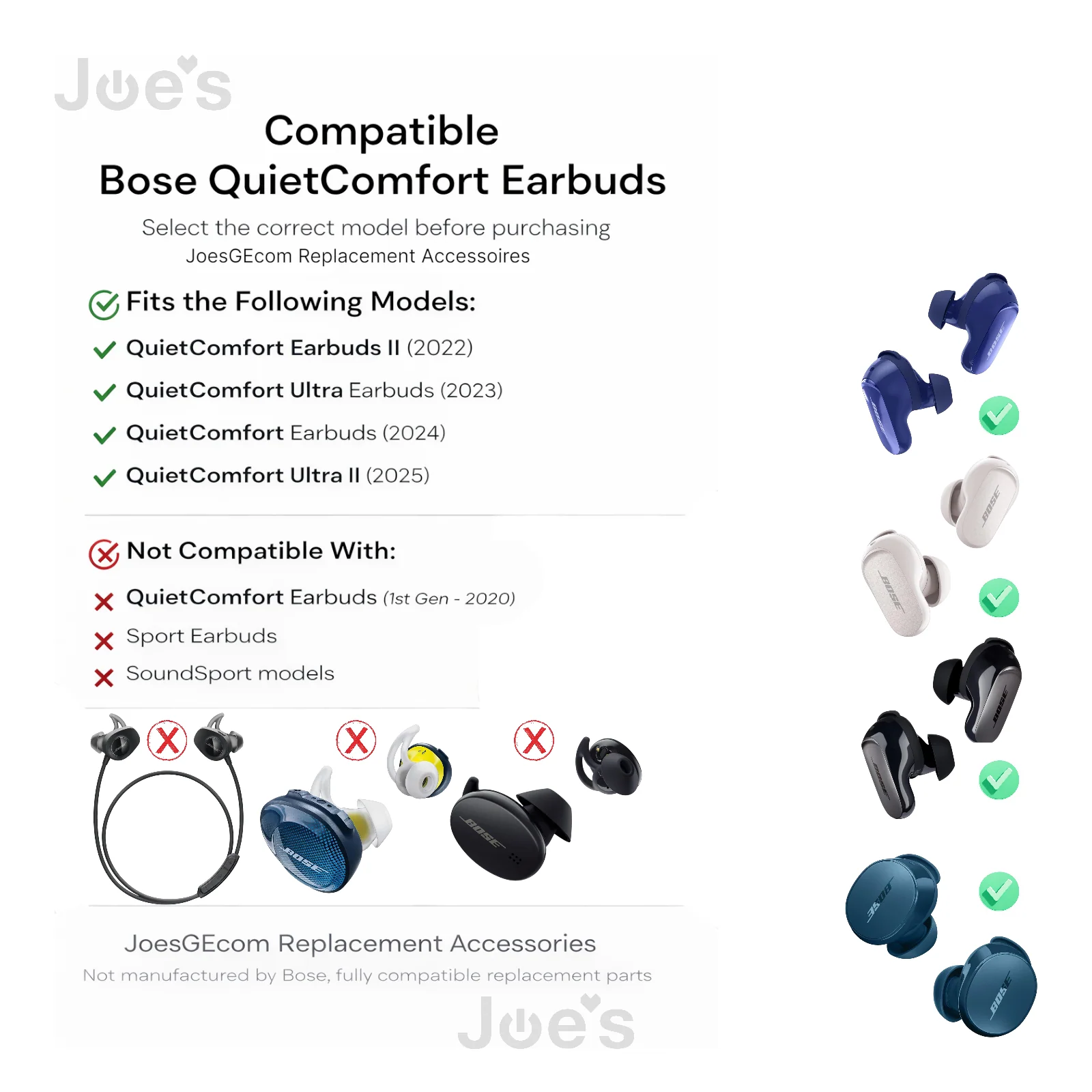 Bose QuietComfort Earbuds Replacement Ear Tips & Stability Bands (S/M/L) - Image 5