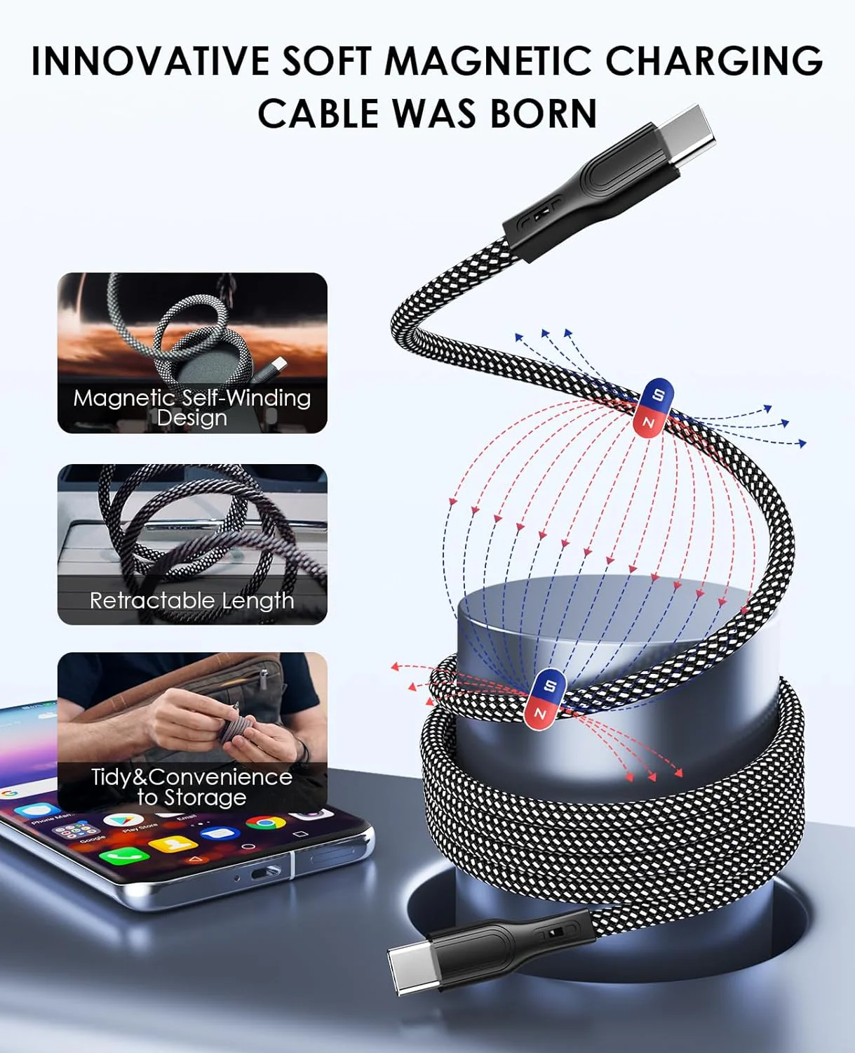 JoesGE USB-C to USB-C Magnetic Self Coil Charger Cable - Accessories - Image 4