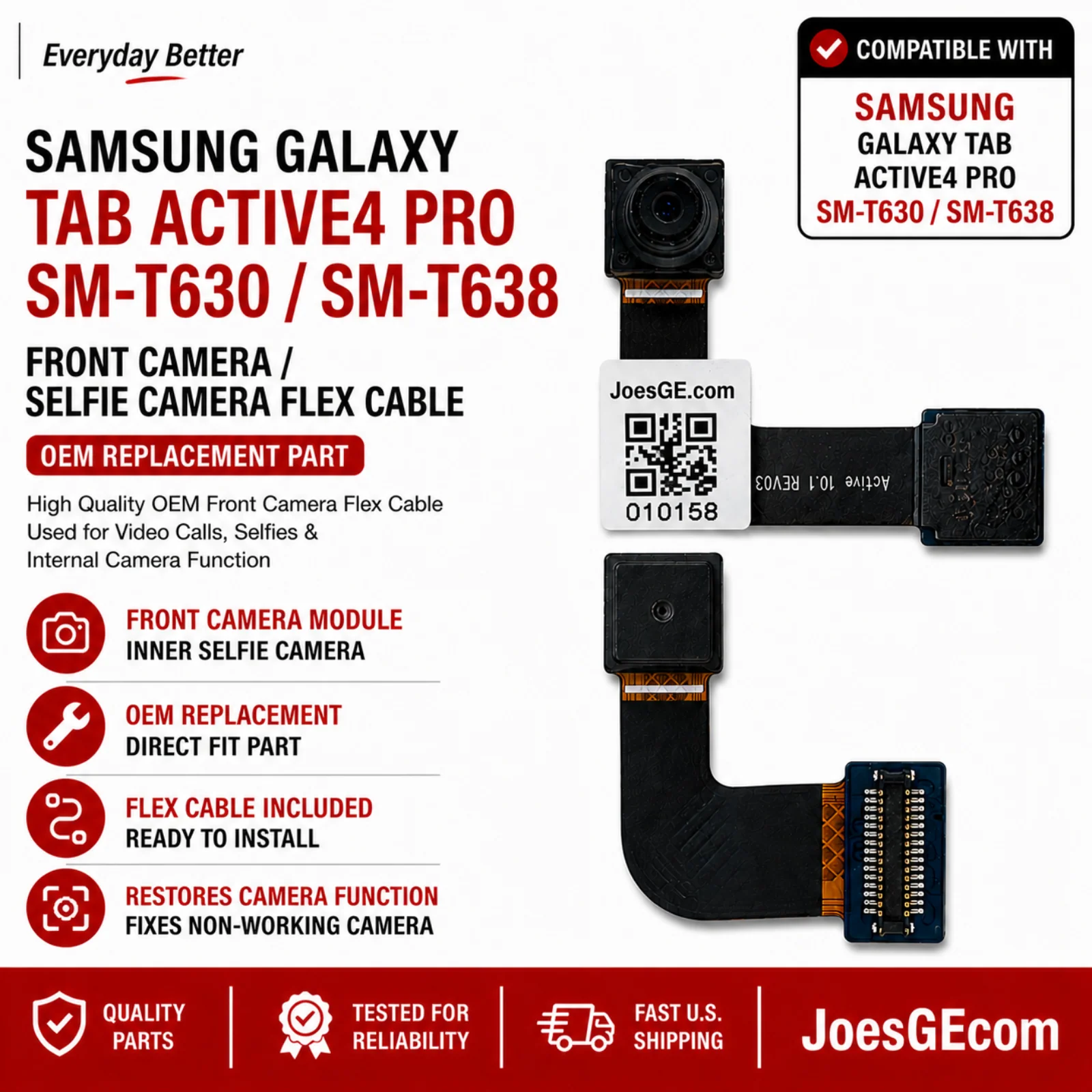 Samsung Galaxy Tab Active4 Pro SM-T630 T638 Front Camera 8MP OEM Replacement - Image 3