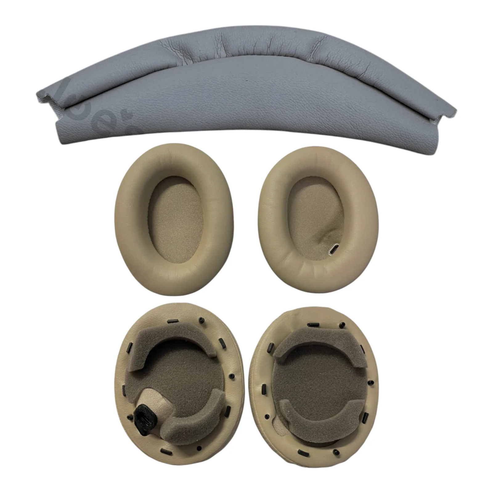 Sony WH-1000XM4 Replacement Headband Leather and Ear Pad Cushions Combo in Black, Blue and Tan - Image 3